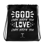 GOD LIVES LOVE LIVES Drawstring bag