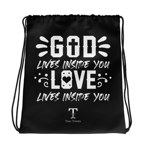 GOD LIVES LOVE LIVES Drawstring bag